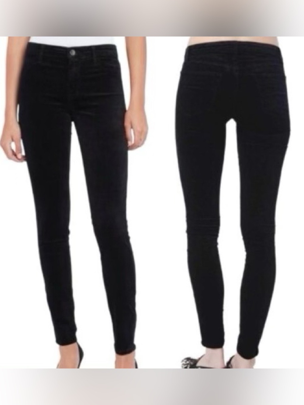 J Brand Size 26 Elevated Versatile Black Velvet Mid-Rise Super Skinny Jeans
